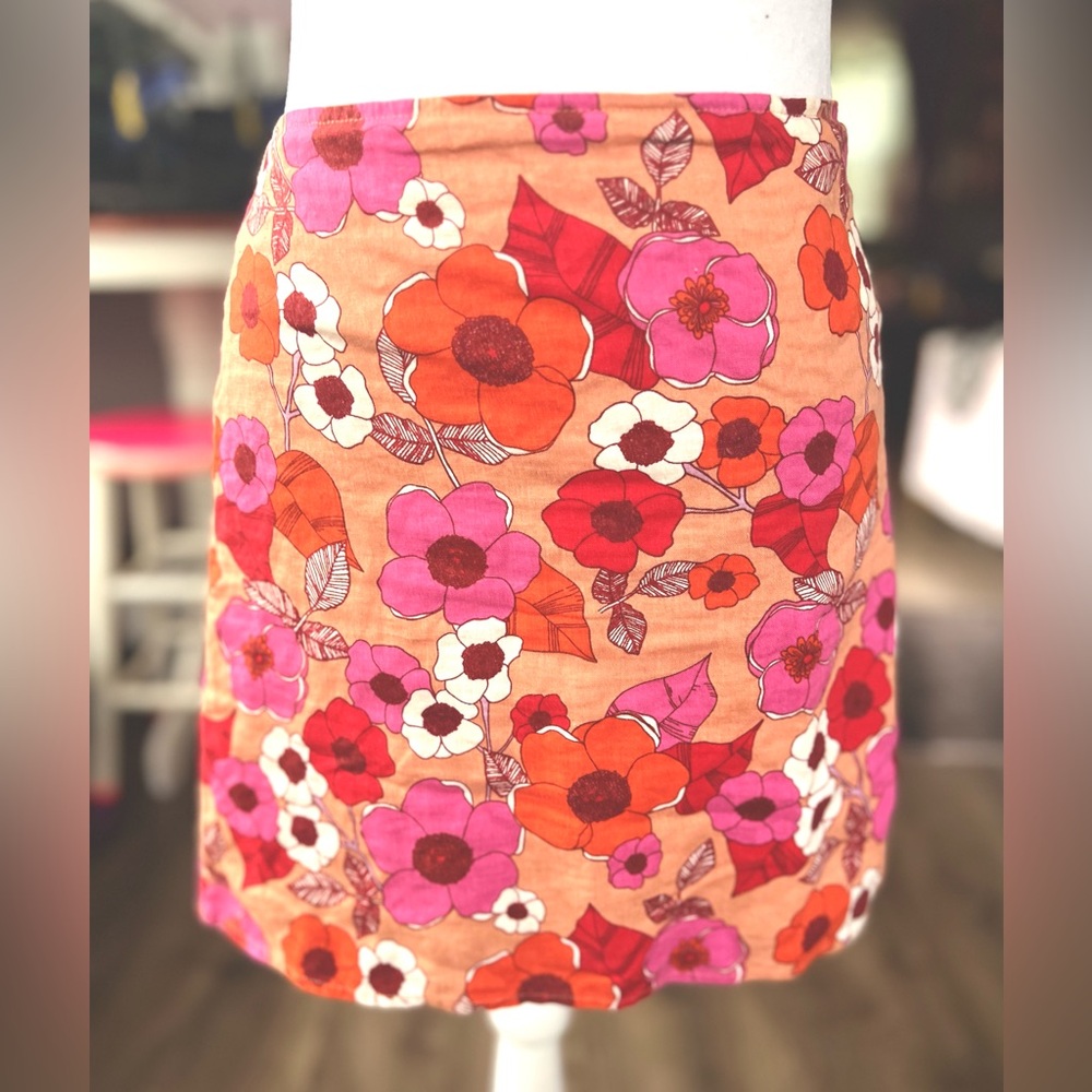 Urban Outfitters Peach & Pink Floral Skirt